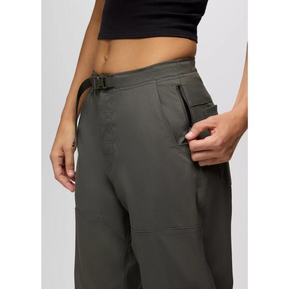 Prana Stretch Zion Cinch Pant Women's M Spruce High Rise Tapered Leg UPF 50+ - Picture 3 of 13